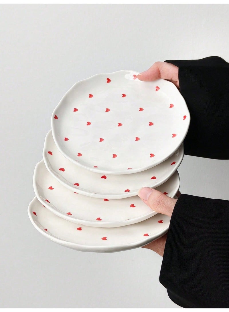 فاصولا طبق سيراميك، قطعة واحدة 16 سم طبق عشاء، بورسلين أبيض فاخر طبق حلويات، طبق تقديم أنيق بحواف مموجة ونقشة قلب للفطور والمقبلات، طبق جانبي عصري لاستضافة الضيوف وديكور المنزل، صحن صغير متين للوجبات الخفيفة والمجوهرات (لون أبيض) - Image 5